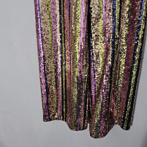 Rasario Multicolor Striped Sequin Straight Leg Pants - Picture 5 of 12